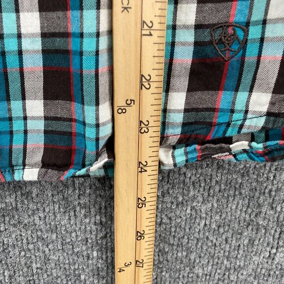 Ariat Pendleton Shirt Womens S Plaid Metal Snap On Studded Western Ranch Grunge - Picture 12 of 12